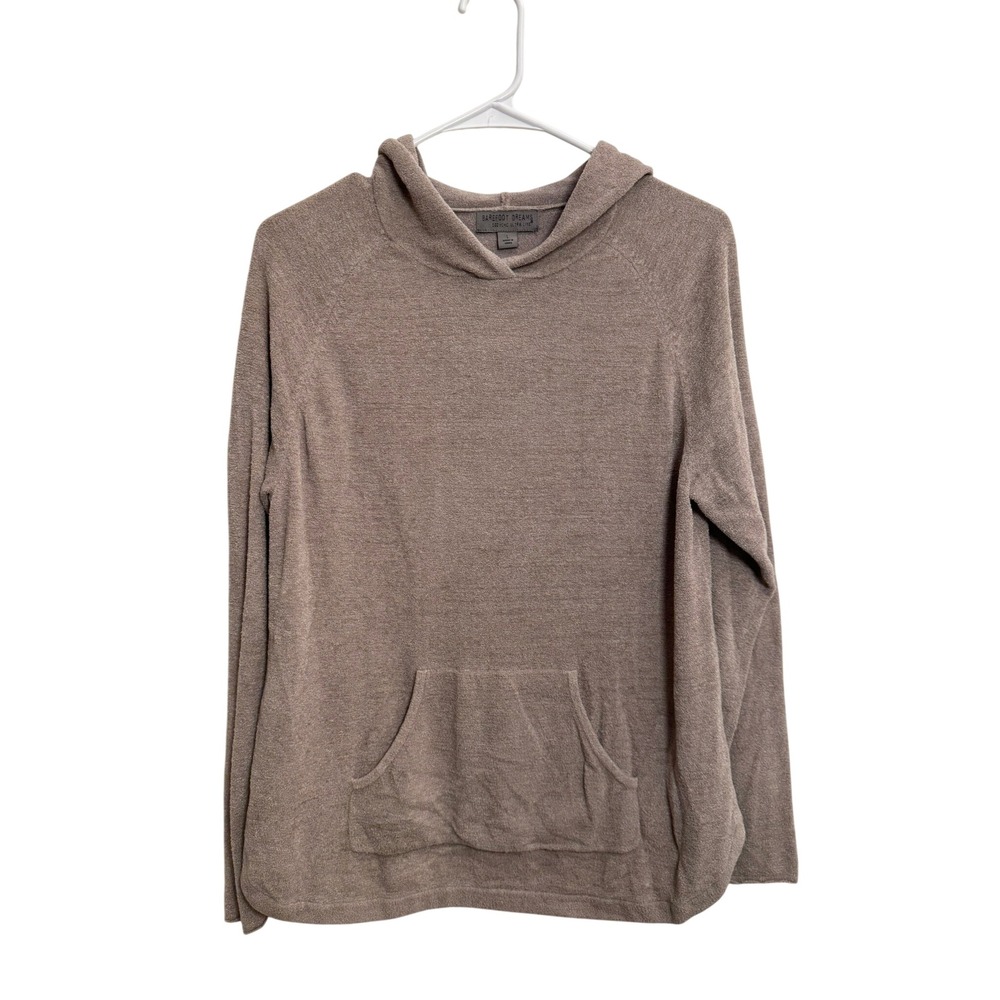 Barefoot Dreams CozyChic Ultra Lite Pullover Hoodie Taupe Brown Large